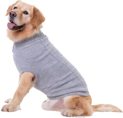 Miniatura 42 de Suéter para perro, cálido y suave, mediano (pecho 16-18 pulgadas), rosa, cuello alto clásico, lavable a máquina, invierno, unisex, sólido