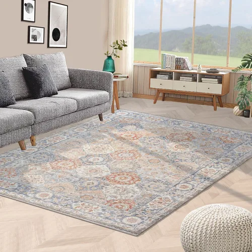 Miniatura 17 de Fashionwu Alfombra de baño con diseño floral para pasillo, alfombra moderna envejecida para sala de estar, alfombra turca, alfombra estética