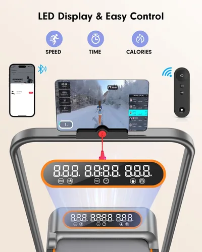 Miniatura 8 de Trisomy - Caminadora plegable con 10% de inclinación, 3.5 HP de bajo ruido con barra de asa, cinta de correr portátil 4 en 1 para debajo del Plateado