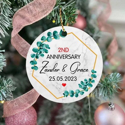 Miniatura 6 de Recuerdo personalizado para el segundo aniversario del señor y la fecha para pareja, adorno de aniversario de boda, decoración de árbol de Navidad
