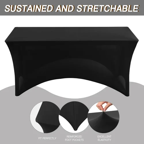 Miniatura 2 de Fixwal Paquete de 6 Cubiertas de Mesa, Mantel de Spandex Ajustado Rectangular de 6 Pies Resistente Elástico Cubierta de Mesa Rectangular para Patio