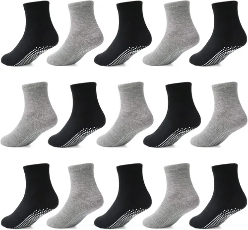 Calcetines para niños pequeños con agarre para niños y niñas calcetines de agarre antideslizante para niños 15 pares de calcetines deportivos de