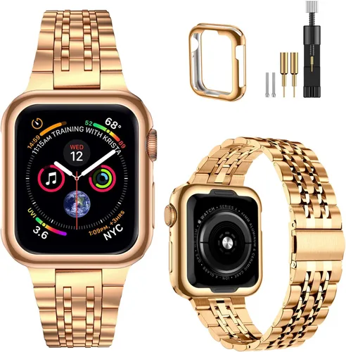 Miniatura 19 de MioHHR - Correa compatible con Apple Watch de 49 mm Ultra 3/2/1, correa de metal de acero inoxidable sólida para iWatch 49 mm Series Ultra 3/2/1