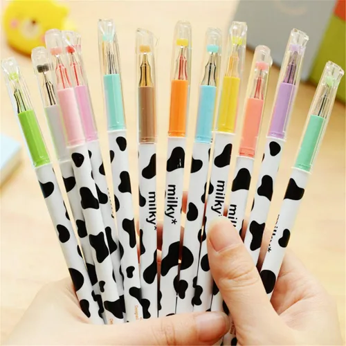 Miniatura 2 de Yansanido Paquete de 12 bolígrafos de gel con diseño de vaca Kawaii para oficina, escuela, hogar, viajes, regalo para amigos y estudiantes (12)