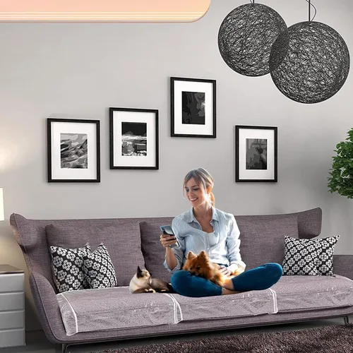 Miniatura 7 de Fundas de cojín de plástico para asiento de sofá, 4 fundas transparentes impermeables para sofá, fundas de sofá impermeables de PVC, fundas de sofá