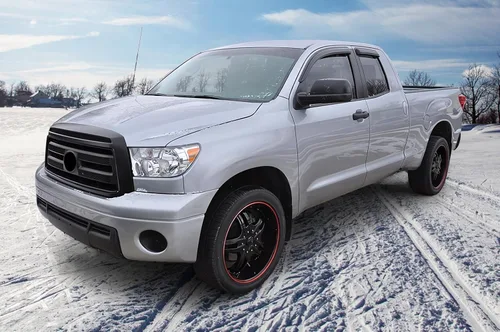 Miniatura 5 de IKON MOTORSPORTS - Visera de ventana compatible con Toyota Tundra de doble cabina 2007-2021, estilo delgado, acrílico, tintado, humo, lluvia