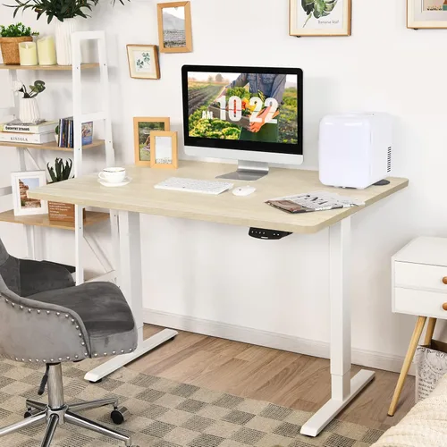 Miniatura 4 de COSTWAY Mesa universal de 48 x 30 pulgadas, escritorio de madera maciza de una sola pieza para marco de escritorio estándar y ajustable en altura