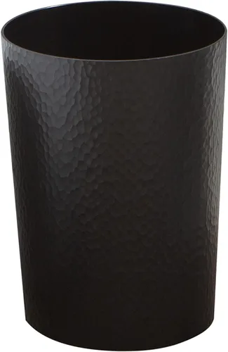 Bath Bliss Cubo de basura con diseño martillado, paquete de 1 unidad, parte superior abierta redonda, 10 litros, cubo de basura de baño, cocina,