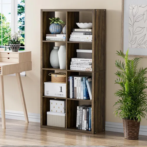 VDNEND Organizador de Almacenamiento en Cubos Estantería, Estante Cúbico Decorativo de 11 pulgadas con Respaldo Abierto y Borde Engrosado, Marrón