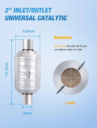 Miniatura 2 de Nilight - Convertidor catalítico de entrada/salida de 2 pulgadas con escudo térmico, catalizador universal de 2 pulgadas para Chevrolet Chevy Dodge