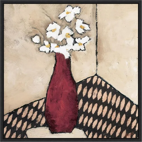 Miniatura 20 de Amanti Art Lienzo enmarcado para pared, florero rojo retro de 16 x 16 pulgadas, por Judi Bagnato, lienzo enmarcado para pared, obras de arte
