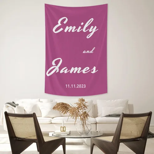 Miniatura 13 de Tapiz de boda personalizable con nombre y foto, colgante de pared personalizado para boda, tapiz de pared personalizado, decoración del hogar, tapiz