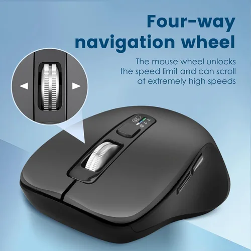 Miniatura 3 de CITLLA Ratón inalámbrico Bluetooth (USB + BT1 + BT2), ratón de tamaño completo, desplazamiento de 4 vías, silencioso para múltiples dispositivos Gris