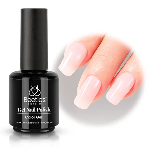 Miniatura 205 de Beetles - Esmalte de uñas de gel rosa claro, 0.5 fl oz, color rosa bebé, esmalte de gel que se absorbe con luz UV LED, arte de uñas de verano, salón