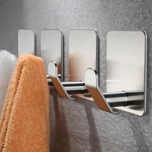 Miniatura 12 de YIGII Ganchos adhesivos/Gancho para toalla - Ganchos de pared que se adhieren, resistentes para colgar toallas/abrigo/sombrero/bolso en baño, Negro-a