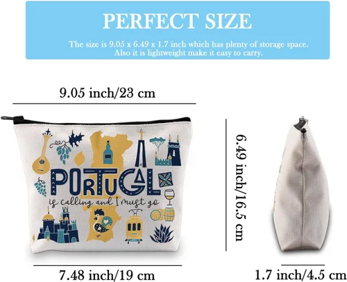 Miniatura 4 de Portugal Bachelorette Party Gift: Bolsa de maquillaje de viaje - Portugal está llamando, debo ir, Bolsa Must Go Portugal, Bolsa de cosméticos
