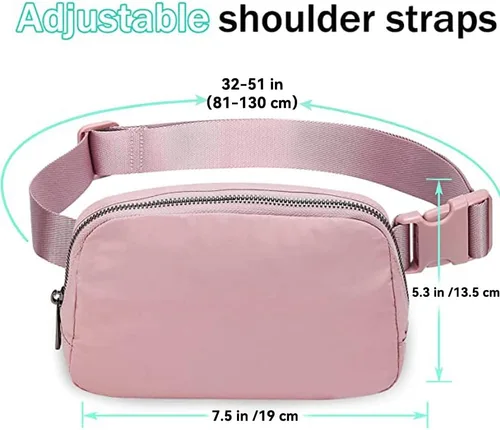 Miniatura 51 de Cangurera cruzada para mujer, mini bolsa para cinturón de 1 litro con correa ajustable de 32 a 51 pulgadas, bolsa de cintura pequeña para viajes