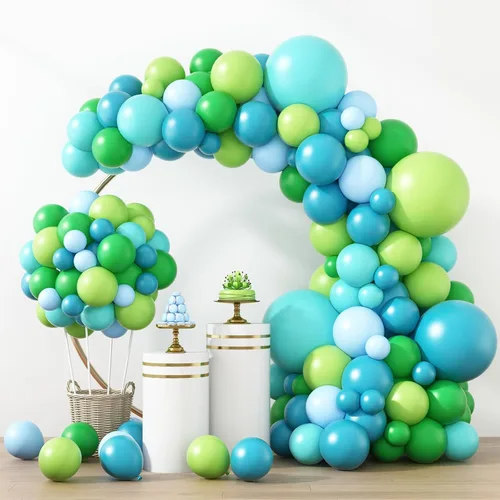 Miniatura 48 de Rubfac - Globos azul rey, 129 unidades, diferentes tamaños, 18, 12, 10 y 5 pulgadas para arco de guirnalda, decoración de cumpleaños azul, baby Azul