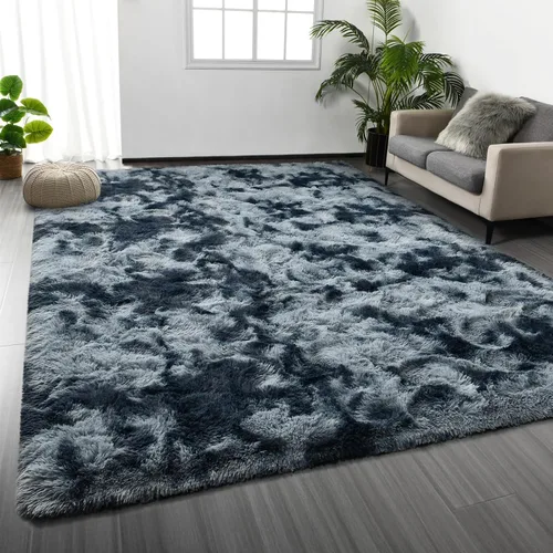 Miniatura 19 de Deerhoo - Alfombra de área, estilo shag, 4 x 6 pies, con teñido anudado, alfombra mullida y ultrasuave para sala de estar, alfombra de pelo