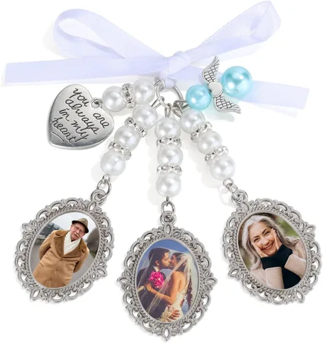 Miniatura 6 de Personalized Wedding Bouquet Photo Charms Custom Bouquet Charms for Wedding Memory Bridal Lacy Photo Charm You Are Always in My Heart Charm for Foto