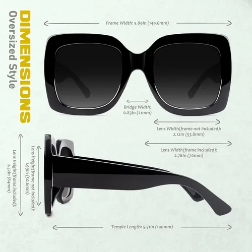 Miniatura 4 de GQUEEN Gafas de sol de gran tamaño con marco cuadrado para mujer persianas retro de moda protección UV400 S904