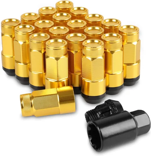 Miniatura 11 de 20 piezas de tuercas de llanta de extremo cerrado M12X1.5 para llantas de rueda + casquillo (negro)