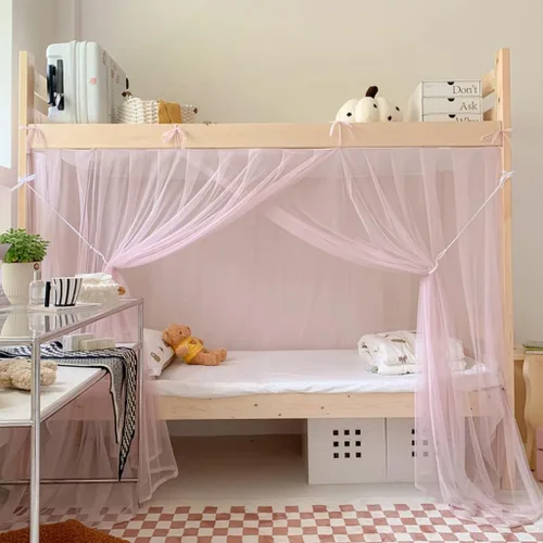 Miniatura 13 de 4 postes esquineros para dormitorio de estudiantes, litera, mosquitera, cortinas de cama para dormitorio, escuela, universidad, decoración de Rosa