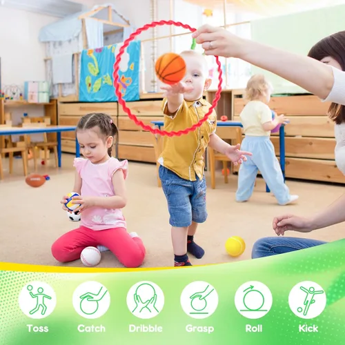 Miniatura 3 de PlayZap Paquete de 6 pelotas para niños pequeños, juego de pelotas suaves de espuma, 3.5 pulgadas, pequeñas, fútbol, baloncesto, béisbol, fútbol 3.5