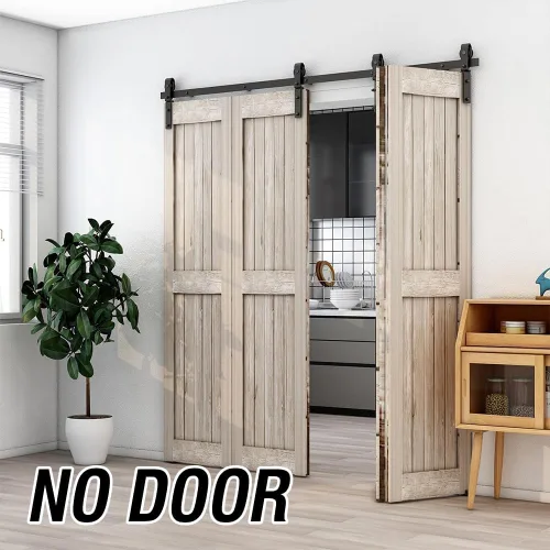 Miniatura 2 de Kit de herrajes para puerta corrediza de granero biplegable de 84 pulgadas/7 pies para 4 puertas, herrajes para puertas de granero biplegables