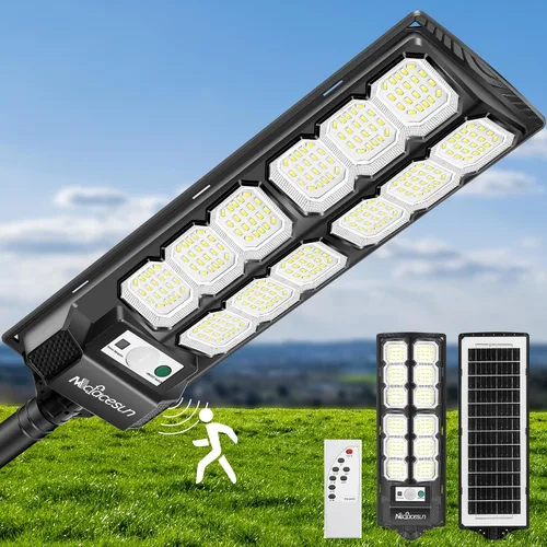 Miniatura 13 de Luces solares para exteriores, 5000LM -6500K, luz solar IP66 impermeable para exteriores con sensor de movimiento y atardecer a amanecer, luz solar