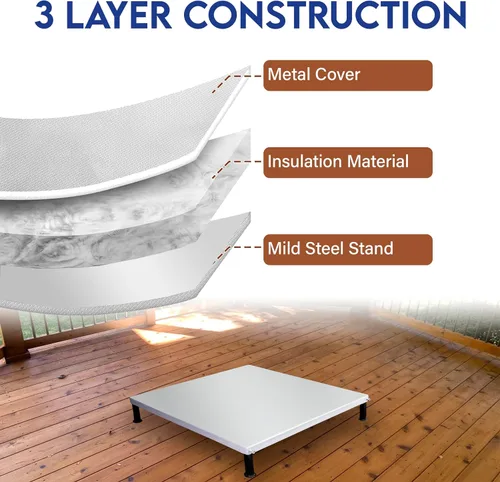 Miniatura 4 de FEBTECH Protector de cubierta y protector de césped para fogatas de 26 x 26 pulgadas, acero preaislado con alfombrilla de fibra de vidrio