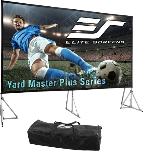 Elite Screens Yard Master Plus, pantalla de proyector portátil ajustable con ajuste de altura 16:9 de 250 pulgadas, proyección frontal de cine 4K HD