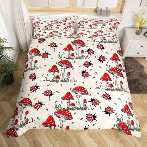 Miniatura 35 de Happy Camping - Juego de funda de edredón tamaño Queen, con temática de caravana de dibujos animados, estilo rústico, estilo granja, juego de ropa