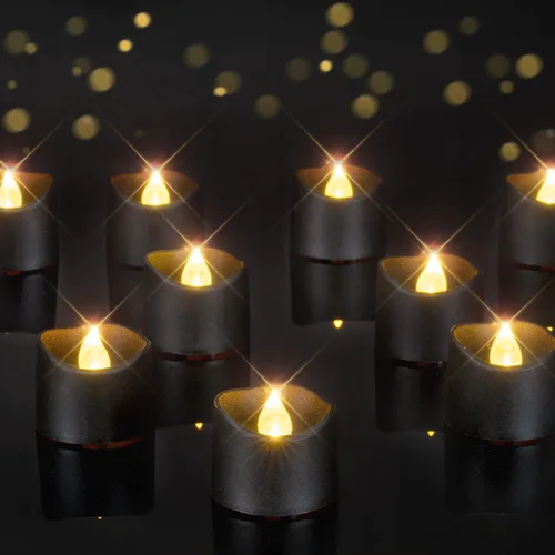 Homemory Velas de Té Negras que Funcionan con Pilas, Más de 200 Horas sin Llama Parpadeantes Falsas Velas LED Eléctricas de Colores para Halloween,