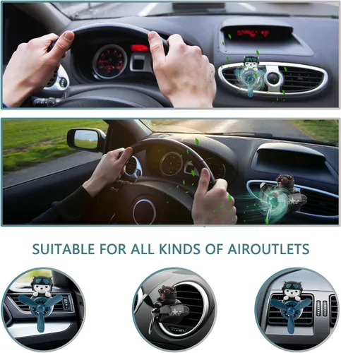 Miniatura 9 de 2 piezas de ambientadores de coche con diseño de oso piloto, difusor de ventilador de coche con hélice, ambientador de coche creativo con diseño