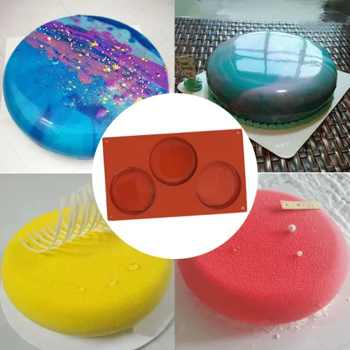 Miniatura 4 de SourceTon Molde redondo grande de silicona para tartas de 3 cavidades, paquete de 3 moldes antiadherentes para hornear, pasteles, dulces, jabón