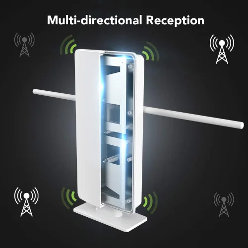 Miniatura 3 de ANTOP - Antena de TV para interiores y exteriores con panel de refuerzo inteligente HD con poste J (AT-800SBSJ)