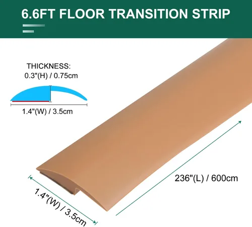 Miniatura 2 de uxcell Tira de borde de suelo autoadhesiva, tira de transición de alfombra a azulejos, adecuada para bordes laminados de puerta de altura inferior a