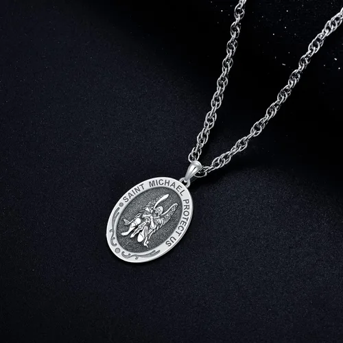Miniatura 114 de CEKAMA - Collar de plata de ley 925 con dije de amuleto para hombres y mujeres, con cadena de 0.098 in, 22 pulgadas + 2 pulgadas