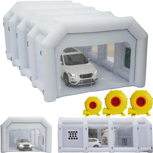 Xmaybang Cabina de pintura inflable de 30 x 20 x 13 pies con 3 sopladores, estación de trabajo profesional para automóvil, cabina de pintura