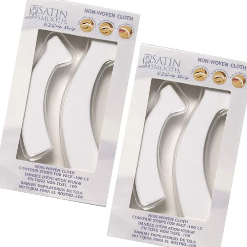 Satin Smooth EZ Grip - Tiras de cera para cejas, tiras de cera no tejidas para cejas, labio superior y cejas, depilación facial para mujeres, 100 EZ