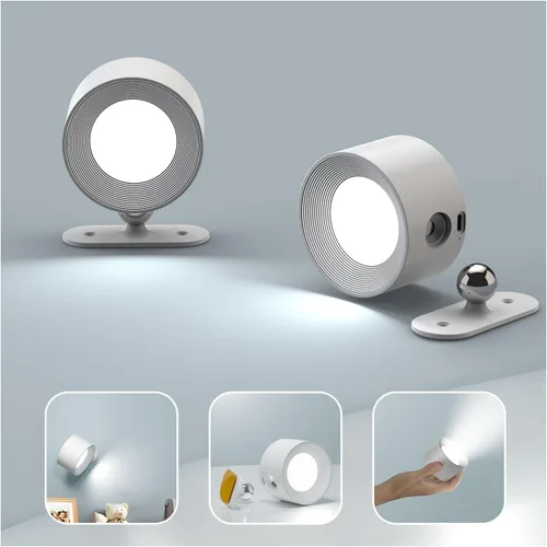 Miniatura 12 de Koopala Apliques LED de pared, lámparas de pared con batería recargable, con 3 brillo, carga extraíble, rotación de 360°, bola magnética, luz