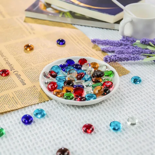 Miniatura 4 de CYS EXCEL Cuentas de vidrio de colores surtidos de 5 libras para jarrones, cuentas de piedras preciosas de mármol planas, rellenos de jarrones