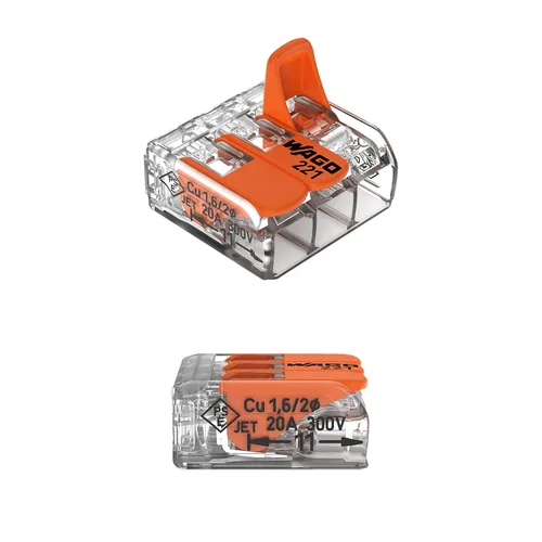 Miniatura 3 de Wago 221-413 LEVER-NUTS 3 Conductor Compact Connectors 2500 PK