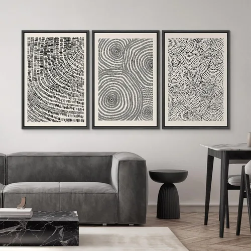 Miniatura 575 de SIGNWIN Lienzo enmarcado para pared, arte con pinceladas de flujo neutro en tonos beige abstractos, ilustraciones, arte moderno, decorativo