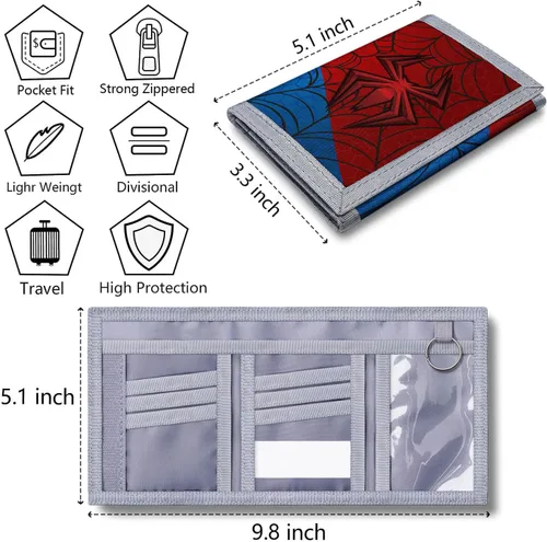 Miniatura 6 de Yollber Carteras para niños con bolsillo para monedas, carteras para niños de 4 a 18 años, billetera triple para niños, cartera novedosa
