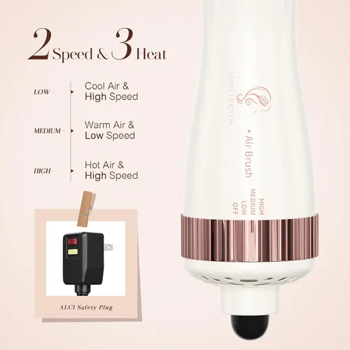 Miniatura 4 de Secador de cepillo redondo de 1.5 pulgadas (2.8 pulgadas más cerdas) de doble voltaje (110 ~ 250 V) para cabello largo de hombro, cepillo secador