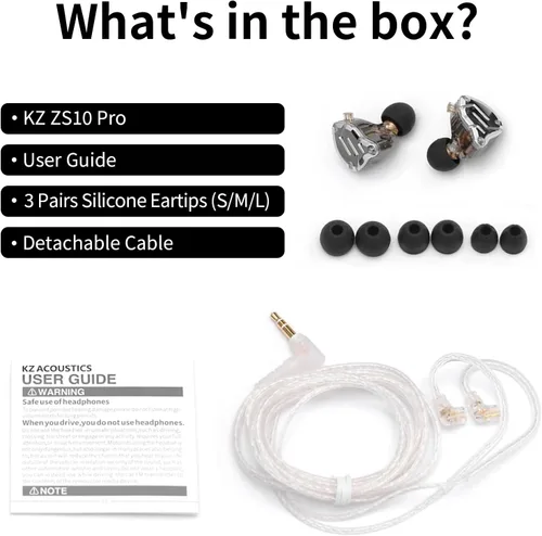 Miniatura 7 de KZ ZS10 Pro Monitor In-Ear, Auriculares Bass KZ, Auriculares con Cable 4BA 1DD Auriculares IEM de Múltiples Drivers para Sistema, Auriculares IEM