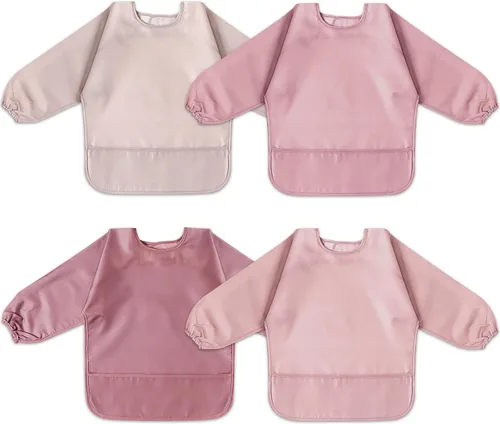 Miniatura 8 de POIKSHARK 4 Pack Long Sleeve Bib, Reusable Bib with Catch-all Pocket