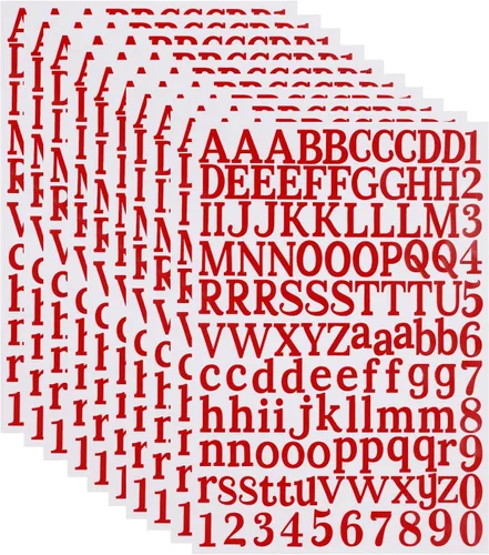 Miniatura 12 de 10 hojas de calcomanías de letras de vinilo negro, 1200 piezas de calcomanías autoadhesivas de números y alfabeto, números de buzón para letreros